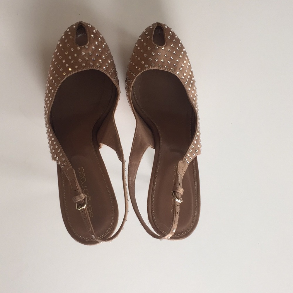 Sergio Rossi Rose Gold peep toe platform pump